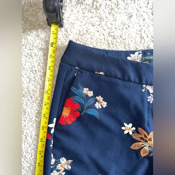 Cynthia Rowley Navy Floral Trousers - Picture 3 of 7